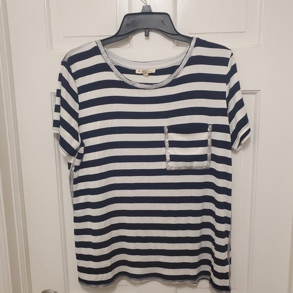 EC Jane & Delancey Striped Knit Tee size Large, soft, casual - Picture 5 of 7